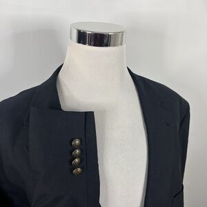 GS 58L Blazer Dark Navy Gold Two Button Lined Vented Polyester Blend Formal